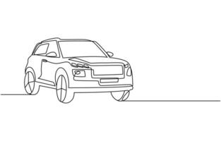 continuous line drawing of old vintage car line draw vector