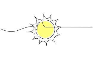 Continuous line sun summer art one sunshine vector