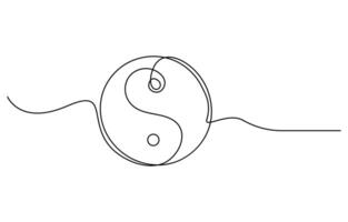 One line drawing of Yin Yang icon vector
