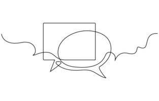 Speech bubble continuous one line drawing vector