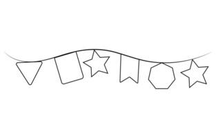 One line party garland sketch vector