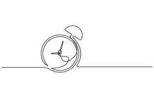Alarm clock continuous one line drawing vector