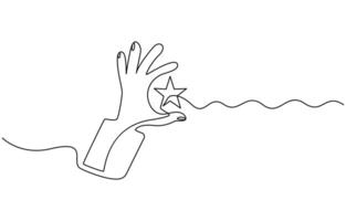 Star in continuous line drawing vector