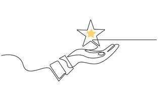 Star in continuous line art vector