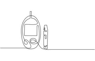 Continuous one line drawing of diabetes measuring blood sugar before meal Diabetic health concept vector