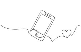 Mobile phone touch screen one sketch outline drawing vector