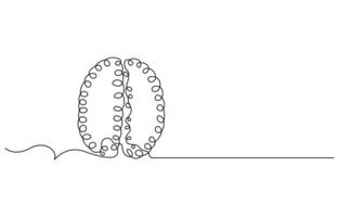 Human brain continuous one line drawing of art illustration and intelligence outline vector