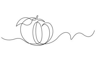 Continuous one single line art drawing of apples vector