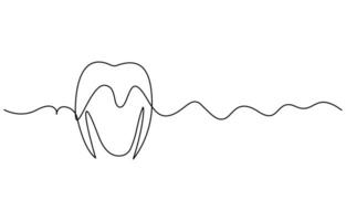 Tooth icon in continuous line drawing style vector