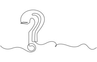 Question Mark continuous line one line drawing vector