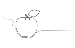 Continuous one single line art drawing of apples icon vector