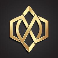 abstract shape linear geometric gold logo design vector