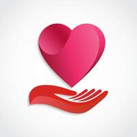 3d color hand with heart relationship logo design vector