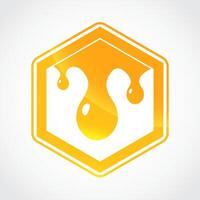golden honeycomb hexagon with honey drops vector