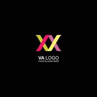 logo va initial icon with creative illustration vector