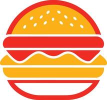 A burger is shown in a flat design vector
