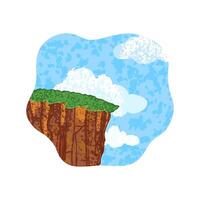 Colorful Textured Illustration of Cliff Isolated on White Background vector