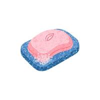 Colorful Textured Illustration of Soap in a Soap Dish Isolated on White Background vector
