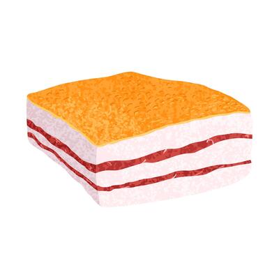 Colorful Textured Illustration of Lard Isolated on White Background
