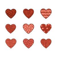 colorful set with hearts shape. Hand drawn trendy illustration. Design elements for Valentine day. Use it for design greeting card, banner, Social Media post, invitation, graphic design vector