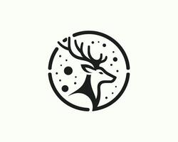 A deer head logo with a circle around it vector