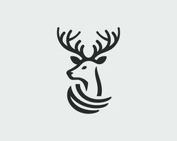 A deer head logo with a wave pattern vector