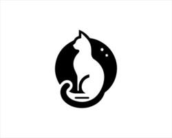 A black and white cat logo on a white background vector