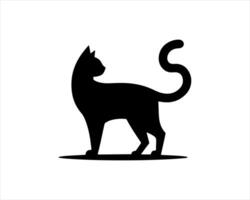 A black silhouette of a cat on a white background vector