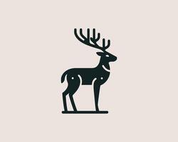 A black and white deer icon on a beige background vector
