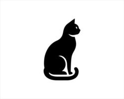 A black cat is sitting on a white background vector