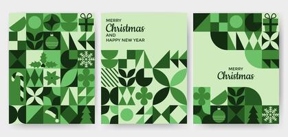 Set of christmas greeting card in abstract geometric style vector