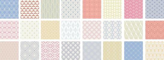 Collection of decorative seamless ornamental geometric patterns - colorful design. Repeatable delicate backgrounds. Decorative elegant prints vector