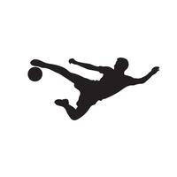 A silhouette image of a soccer player performing a unique action vector