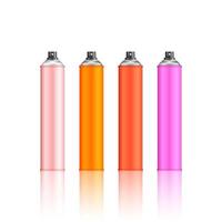3d Realistic Aluminum Blank Spray Can Set Isolated on white background. Design Template, Sprayer Can, Mockup, Package, Advertising, Hairspray, Deodorant and etc. vector