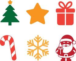 A flat color silhouette image of happy Christmas elements vector