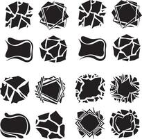 a set of unique silhouette elements, titled Obsidian Outlines, vector