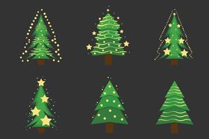 Christmas tree set. Xmas fir-trees and pines. New year trees vector
