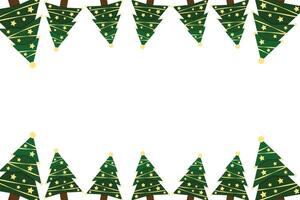 Christmas tree border. Xmas pine frame New year tree banner. Fir tree frame vector