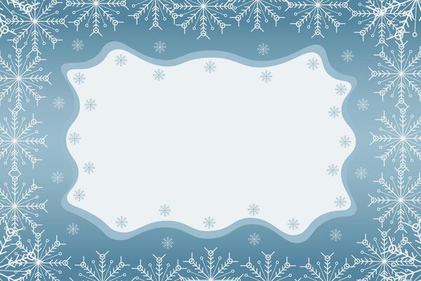 Winter snow frame. Christmas Snowflakes border. Snowy frame frozen background