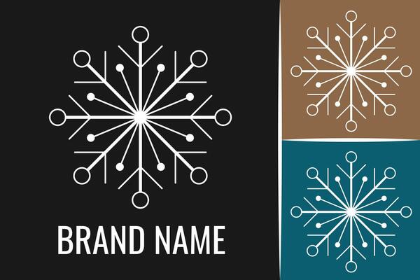 Snowflake logo. Christmas snow logotype. Winter cold ice frozen logo of Snowflakes