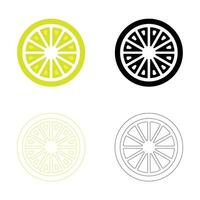 Fresh lemon fruits icon set with line art vector