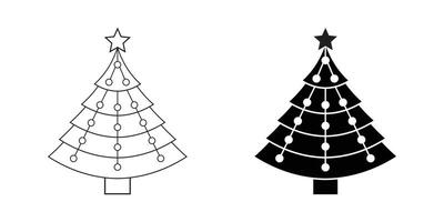 Christmas tree with line art vector
