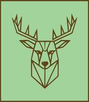 brown line deer geometrycal design on isolated light green background vector