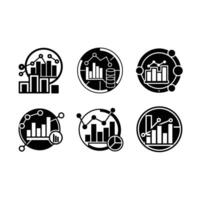 Data Analytics Icon and Linocut Silhouette Design vector