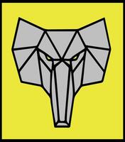 Geometric Elephant Head minimalist design on yellow isolated background vector