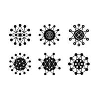 Neural Network Icon, and Linocut Silhouette Design vector