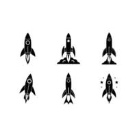 Rocket Icon and Linocut Silhouette Design vector