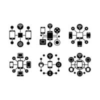 Smart Devices and Linocut Silhouette Design vector