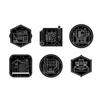 Blueprint Icon - and Linocut Silhouette Design vector