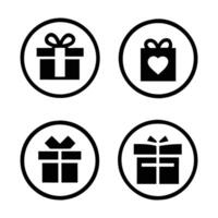 A Set of Four Gift Icons in a Circular Design vector